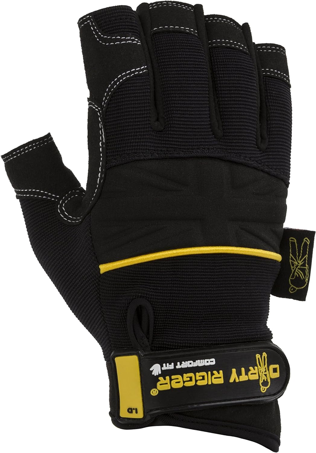 Dirty Rigger Comfort Fit Rigger Fingerless Protective Black Gloves